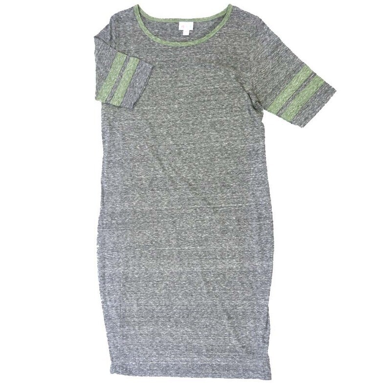 LuLaRoe JULIA f X-Large (XL) Solid Heathered Gray Stripes Form Fitting Knee Length Dress fits Womens sizes 20-22  F-XL-241