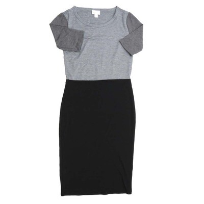 LuLaRoe JULIA a XX-Small (XXS) Solid Two Tone Gray Black Form fitting Knee Length Dress fits Womens sizes 00-0 XXS-203