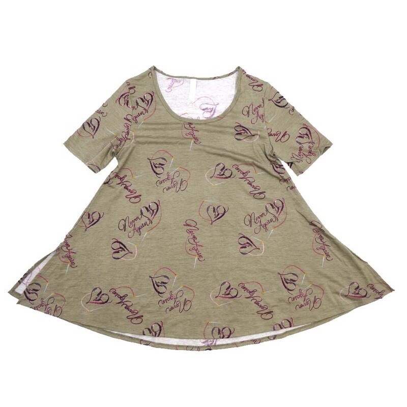 LuLaRoe PERFECT c Small S Valentines Never Again Broken Hearts Tee Shirt  C-SMALL-207  fits Womens Sizes 8-14