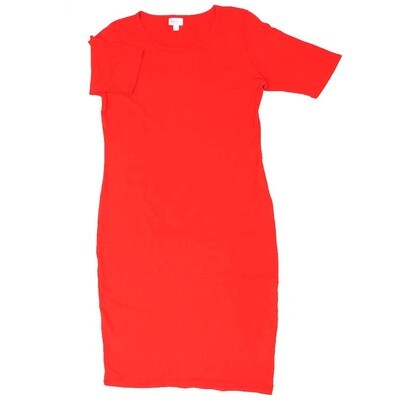 LuLaRoe JULIA e Large (L) Solid Red Form Fitting Knee Length Dress fits Womens sizes 16/18 E-LARGE-269