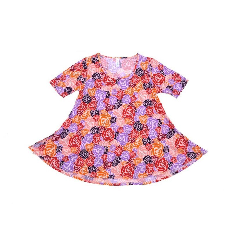 LuLaRoe PERFECT c Small S Floral Roses Tee Shirt  C-SMALL-212  fits Womens Sizes 8-14