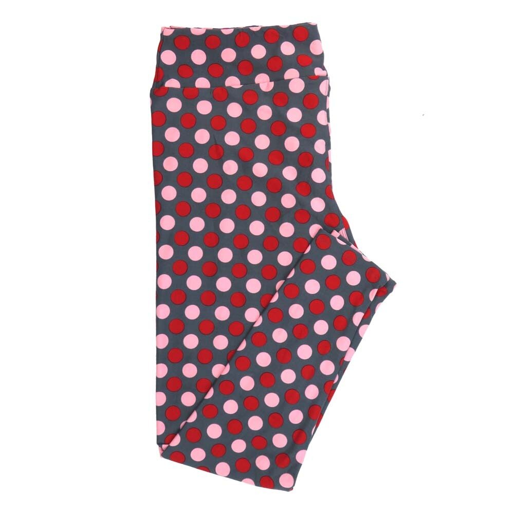 LuLaRoe TC2 TCTWO Valentines Polka Dots Pink Red Gray Leggings fits Adult Women sizes 18-26  9094-F.jpg