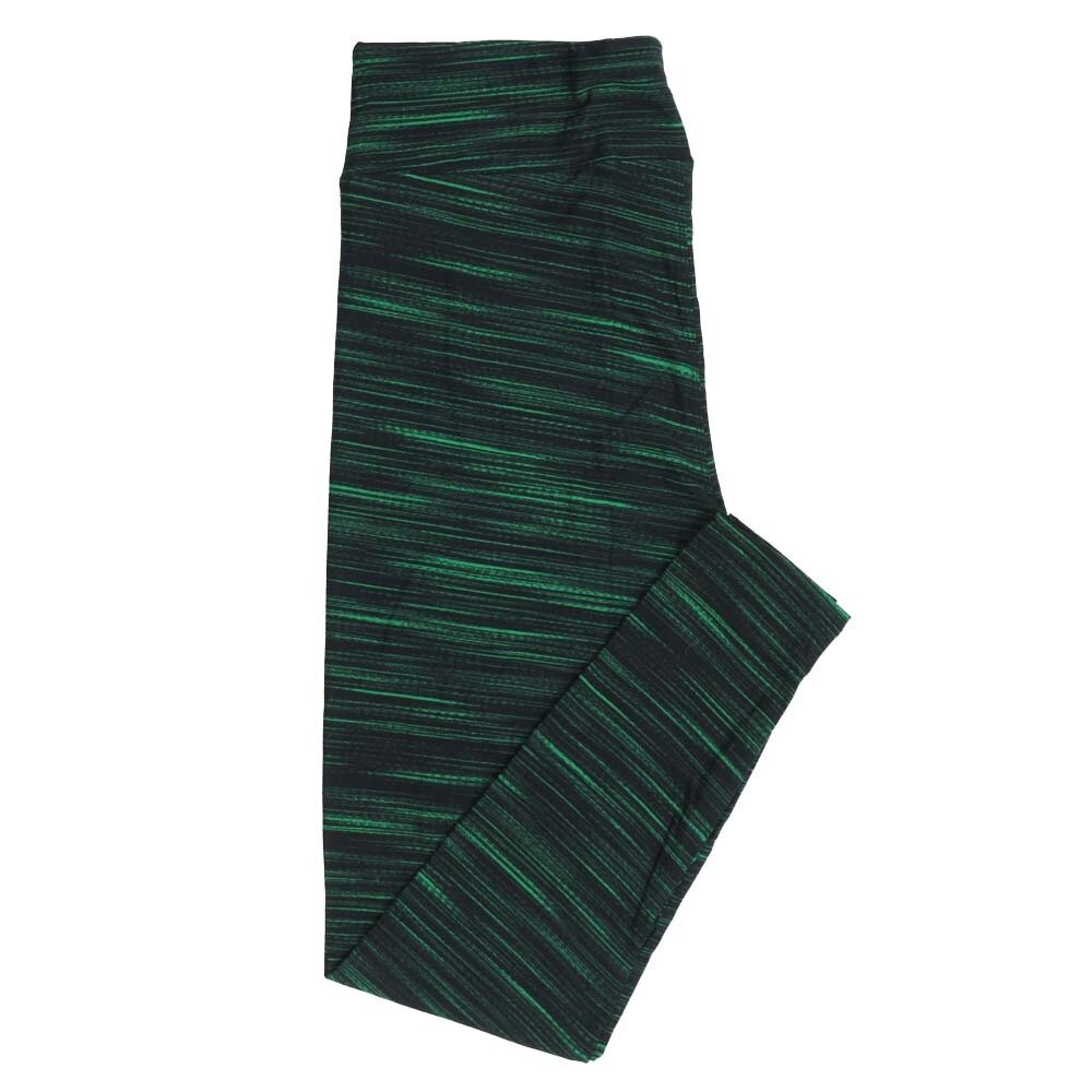 LuLaRoe Tall Curvy TC Lucky Irish St Patricks Stripes Black Kelly Green Leggings fits Adult Women sizes 12-18  7409-A-504738