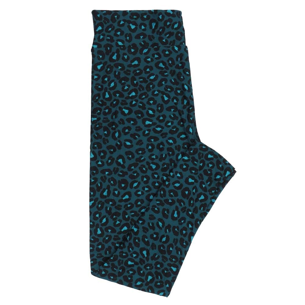 LuLaRoe Tall Curvy TC Leopard Animal Print Dark Turquoise Teal Black Leggings fits Adult Women sizes 12-18  7408-A-614728