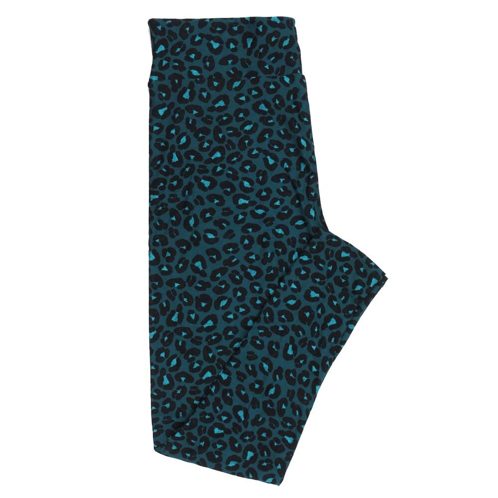 LuLaRoe One Size OS Lucky Irish St Patricks Leopard Animal Print Dark Turquoise Teal Black Leggings fits Adult Women sizes 2-10 4465-A-614728