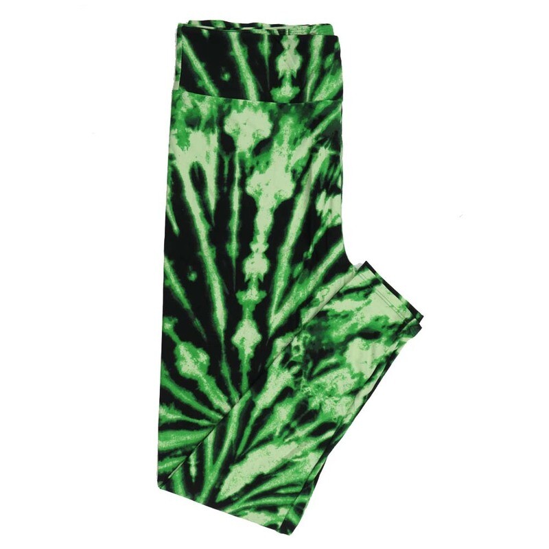 LuLaRoe One Size OS Lucky Irish St Patricks Tye Dye Dark Light Green Leggings fits Adult Women sizes 2-10  4468-A-566130