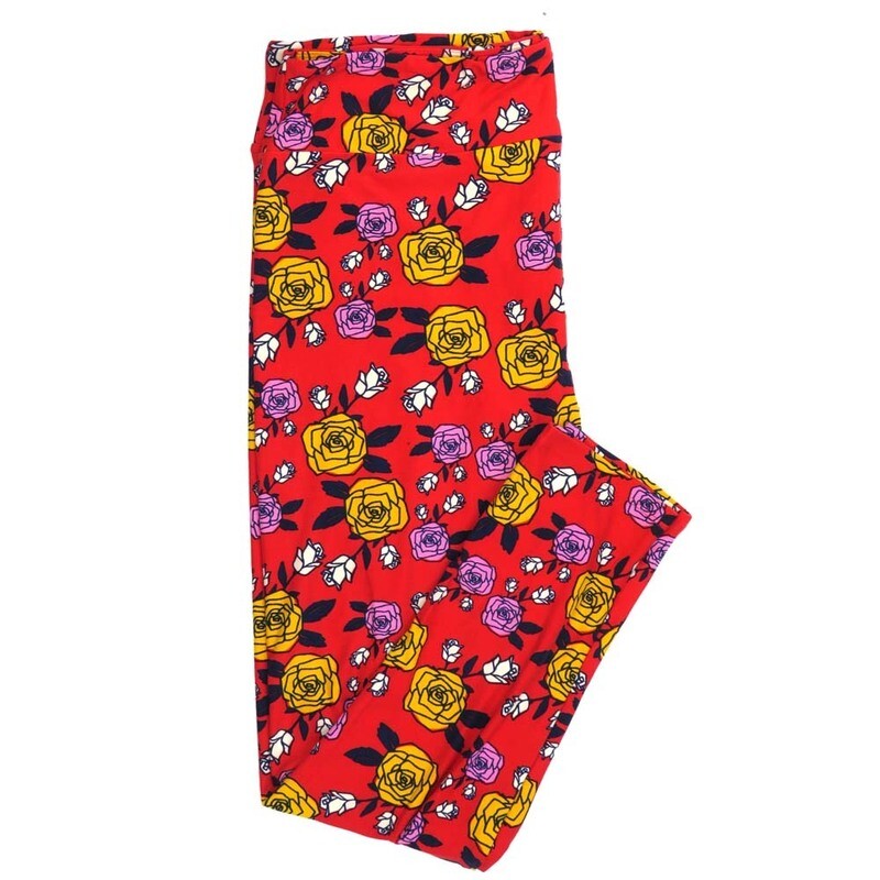 LuLaRoe TC2 TCTWO Roses Floral Leggings fits Adult Women sizes 18-26  9094-Y.jpg