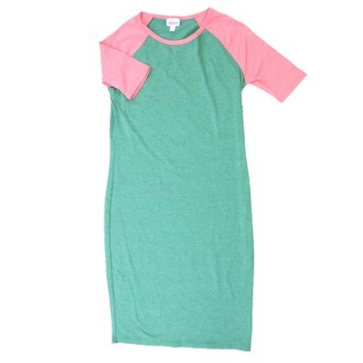 LuLaRoe JULIA c Small (S) Solid Heathered Light Green Pink Sleeves Form Fitting Knee Length Dress fits Womens sizes 4-6 C-SMALL-258