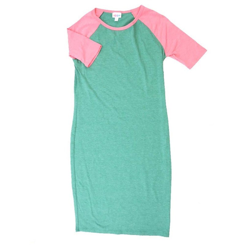 LuLaRoe JULIA c Small (S) Solid Heathered Light Green Pink Sleeves Form Fitting Knee Length Dress fits Womens sizes 4-6  C-SMALL-258