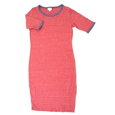 LuLaRoe JULIA c Small (S) Solid Heathered Red Blue Sleeves Form Fitting Knee Length Dress fits Womens sizes 4-6 C-SMALL-259