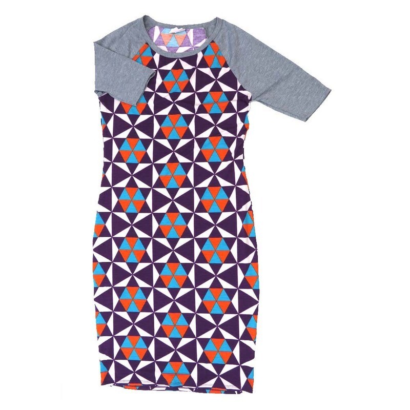 LuLaRoe JULIA c Small (S) Geometric Mandala Navy White Gray Form Fitting Knee Length Dress fits Womens sizes 4-6  C-SMALL-264