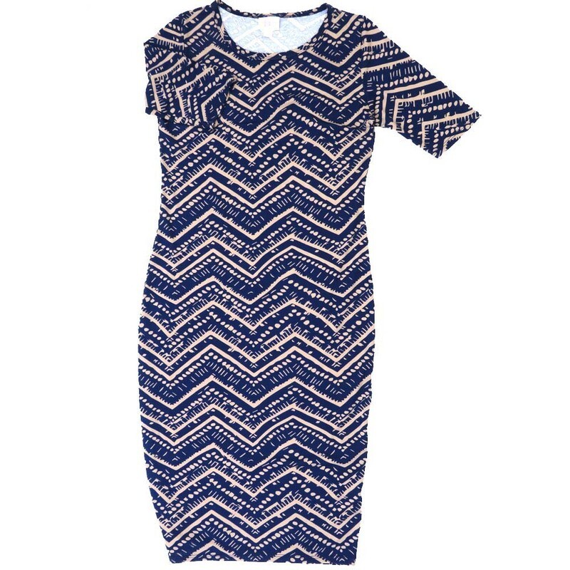 LuLaRoe JULIA c Small (S) Zig Zag Stripe Polka Dot Form Fitting Knee Length Dress fits Womens sizes 4-6  C-SMALL-261