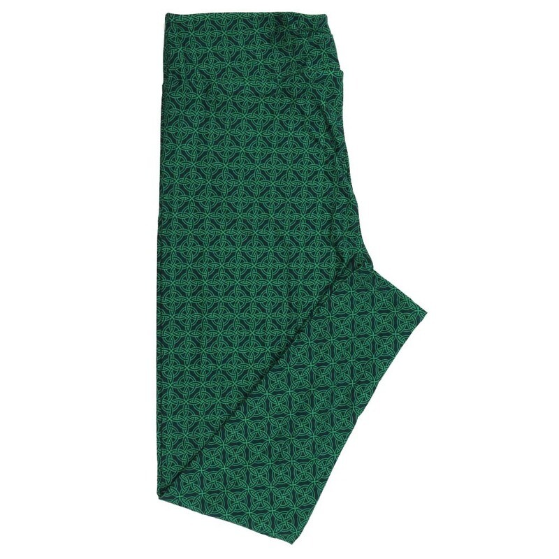 LuLaRoe One Size OS Lucky Irish St Patricks Gaelic Loop Dark Light Green Leggings fits Adult Women sizes 2-10  4465-D-580934