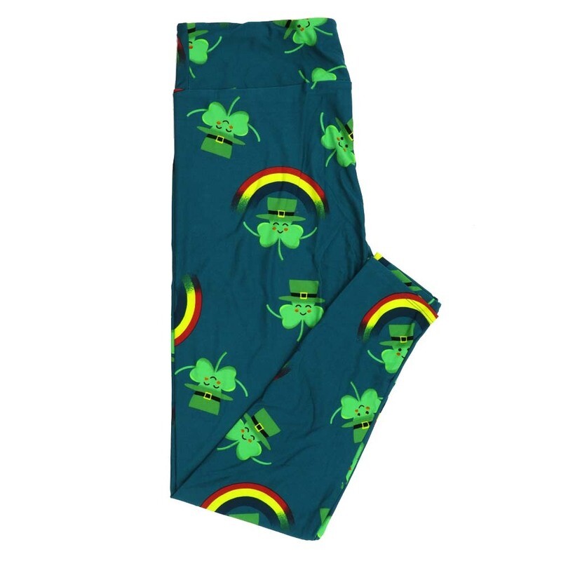LuLaRoe One Size OS Lucky Irish St Patricks Shamrocks Rainbows Dark Turquoise Green Black Yellow Red Leggings fits Adult Women sizes 2-10 4469-D-542336 LuLaRoe One Size OS Lucky Irish St Patricks Shamrocks Rainbows Dark Turquoise Green Black Yellow Red Leggings fits Adult Women sizes 2-10 4469-D-542336