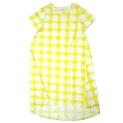 LuLaRoe CARLY d Medium (M) Plaid Yellow White Swing Dress fits womens sizes 10-12 D-MEDIUM-217 Retail $55
