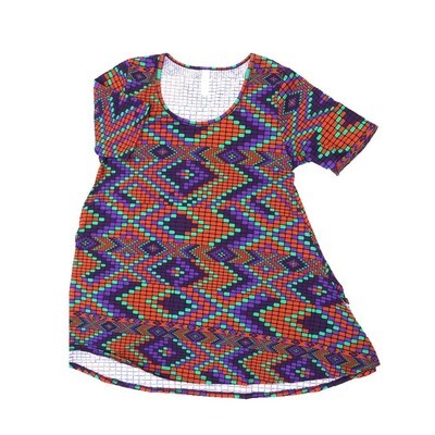 LuLaRoe PERFECT d Medium M Geometric Trippy Psychedelic Zig Zag Stripe Tee Shirt D-MEDIUM-202 fits Womens Sizes 12-18