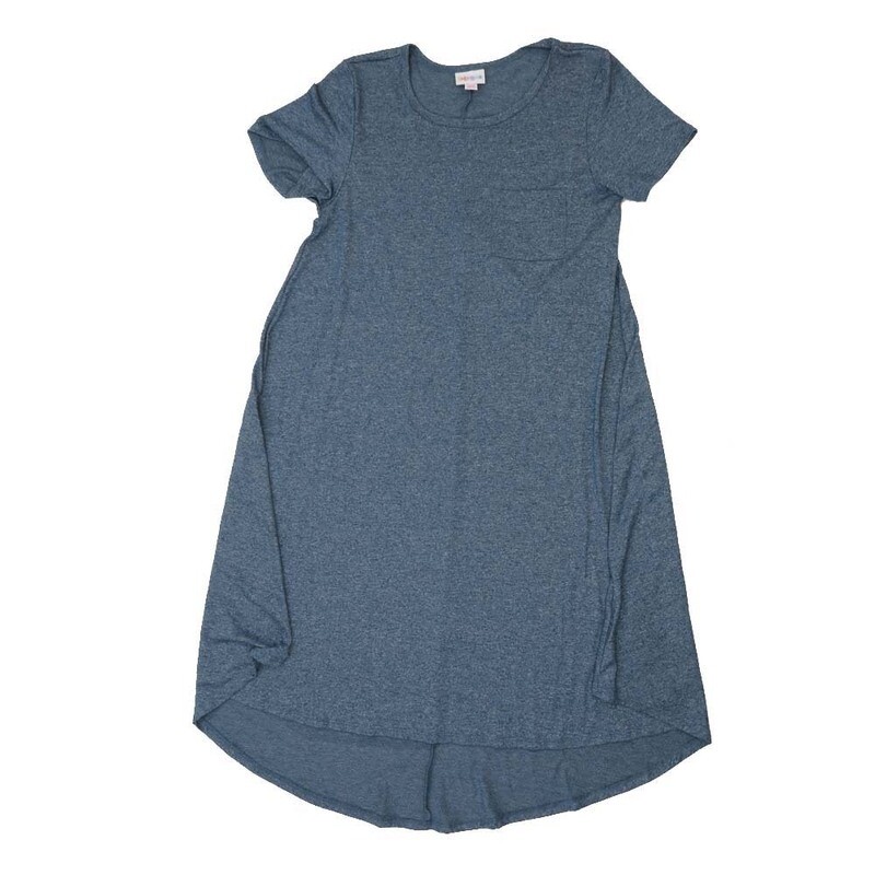 LuLaRoe CARLY a XX-Small XXS Solid Heathered Blue Gray Swing Dress fits womens sizes 00-0  A-XXS-233  Retail $55