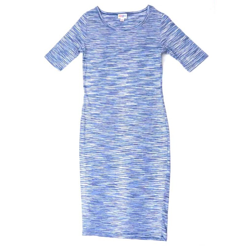 LuLaRoe JULIA a XX-Small (XXS) Heathered Blue White Form Fitting Knee Length Dress fits Womens sizes 00-0  A-XXS-251-2