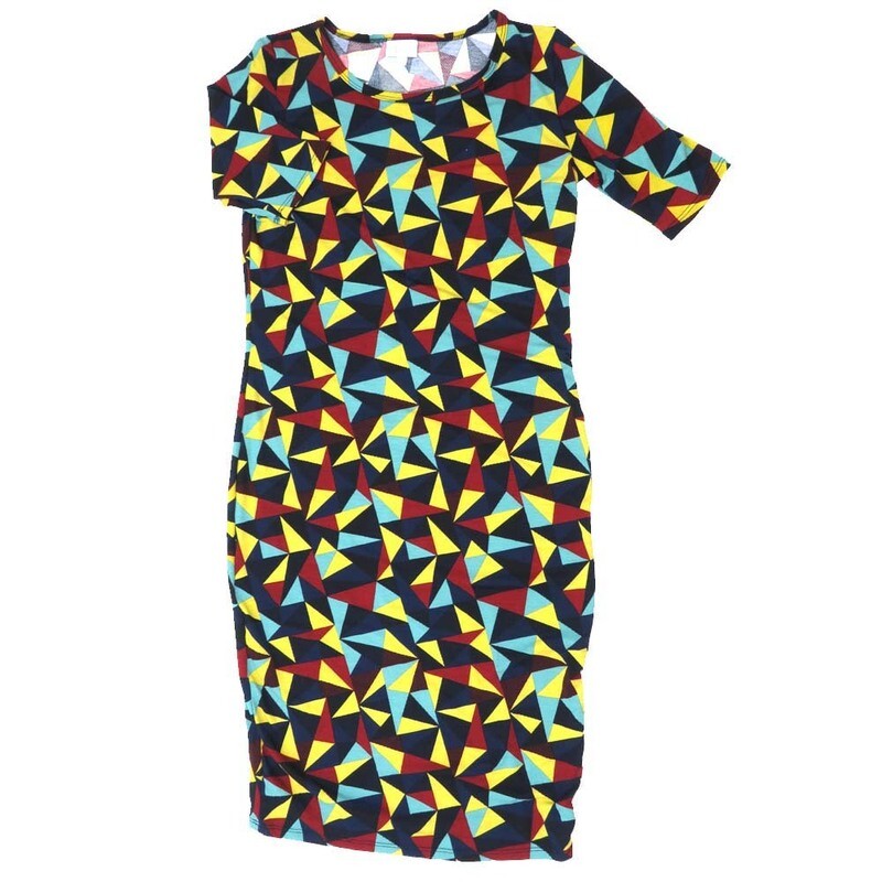 LuLaRoe JULIA c Small (S) Geometric Triangles Form Fitting Knee Length Dress fits Womens sizes 4-6  C-SMALL-263