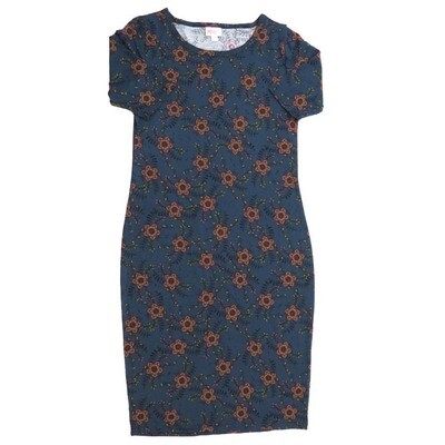 LuLaRoe JULIA c Small (S) Floral Hibiscus Form fitting Knee Length Dress fits Womens sizes 4-6 SMALL-213