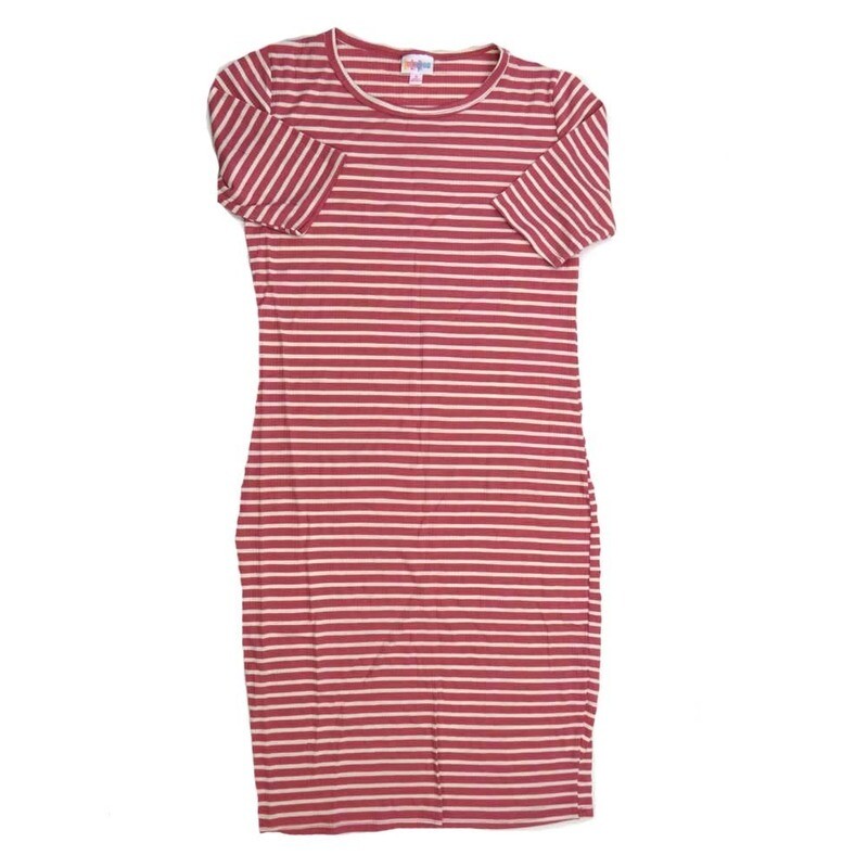 LuLaRoe JULIA c Small (S) Solid Stripe Ribbed Form fitting Knee Length Dress fits Womens sizes 4-6  SMALL-208