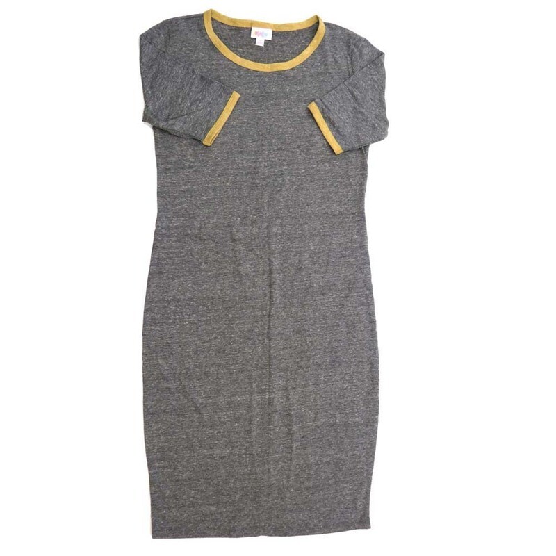 LuLaRoe JULIA c Small (S) Solid Heathered Gray Green Form fitting Knee Length Dress fits Womens sizes 4-6  SMALL-207