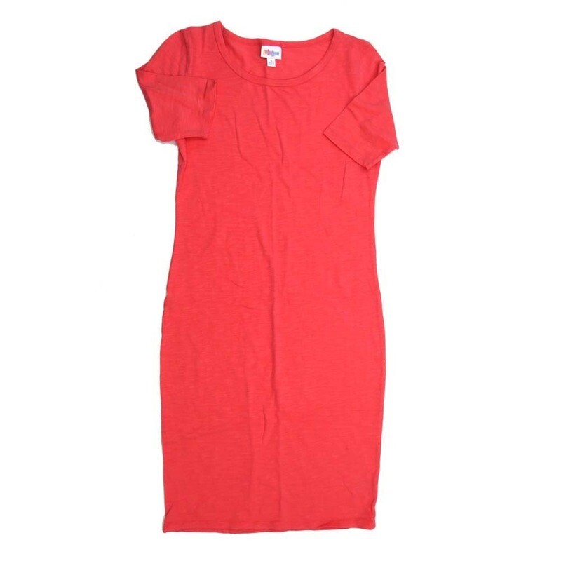 LuLaRoe JULIA c Small (S) Solid Heathered Red Form fitting Knee Length Dress fits Womens sizes 4-6  SMALL-205