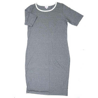 LuLaRoe JULIA e Large (L) Solid Heathered Gray Form Fitting Knee Length Dress fits Womens sizes 16/18 E-LARGE-231