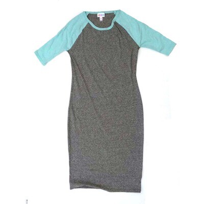 LuLaRoe JULIA a XX-Small (XXS) Solid Heathered Gray Mint Sleeves Form Fitting Knee Length Dress fits Womens sizes 00-0 A-XXS-261