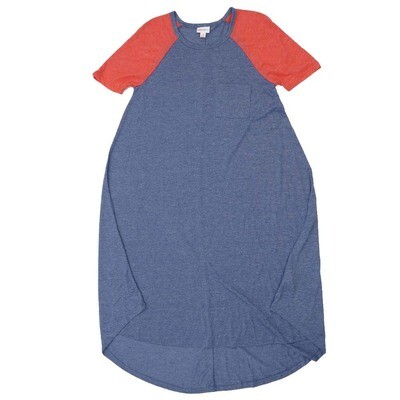 LuLaRoe CARLY b X-Small (XS) Solid Heathered Blue Red Swing Dress fits womens sizes 2-4 B-XS-228 Retail $55