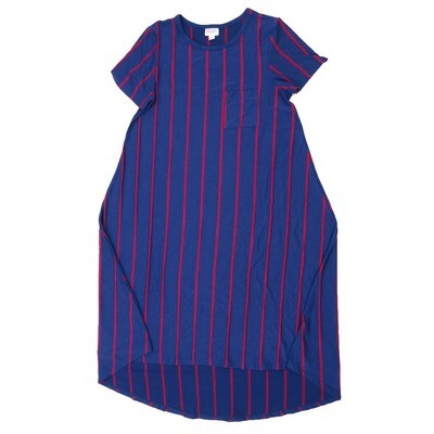 LuLaRoe CARLY b X-Small (XS) Stripe Blue Red Swing Dress fits womens sizes 2-4 B-XS-224 Retail $55