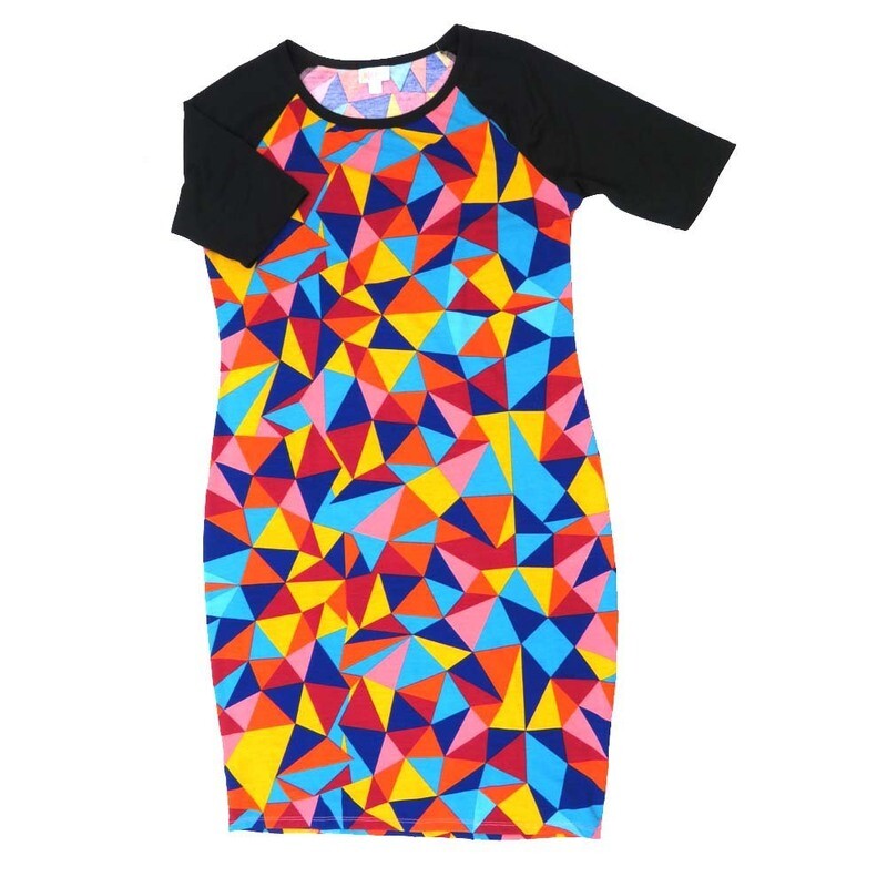LuLaRoe JULIA e Large (L) Geometric Triangles Yellow Blue Red Purple Black Sleeves Form Fitting Knee Length Dress fits Womens sizes 16/18 E-LARGE-224 LuLaRoe JULIA e Large (L) Geometric Triangles Yellow Blue Red Purple Black Sleeves Form Fitting Knee Length Dress fits Womens sizes 16/18 E-LARGE-224