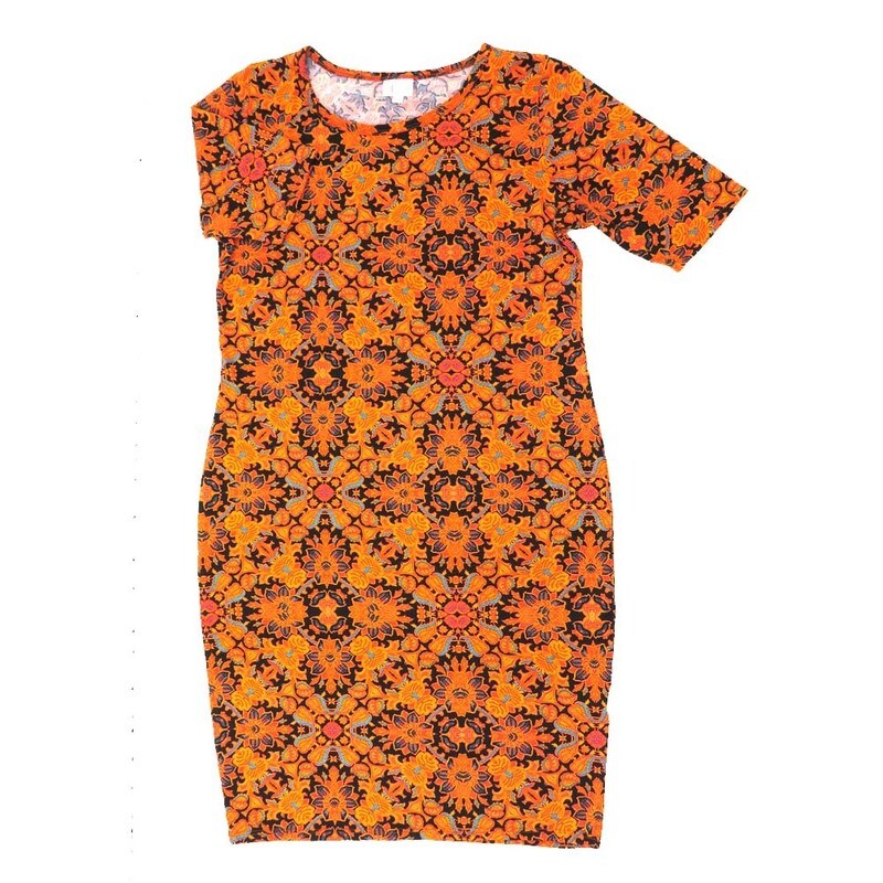 LuLaRoe JULIA e Large (L) Trippy 70s Psychedelic Floral Mandala Form Fitting Knee Length Dress fits Womens sizes 16/18 E-LARGE-239 LuLaRoe JULIA e Large (L) Trippy 70s Psychedelic Floral Mandala Form Fitting Knee Length Dress fits Womens sizes 16/18 E-LARGE-239