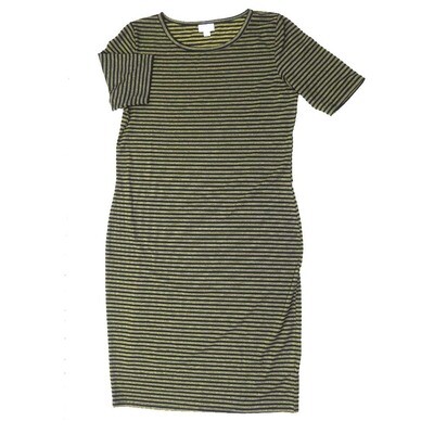 LuLaRoe JULIA e Large (L) Stripes Green Form Fitting Knee Length Dress fits Womens sizes 16/18 E-LARGE-259