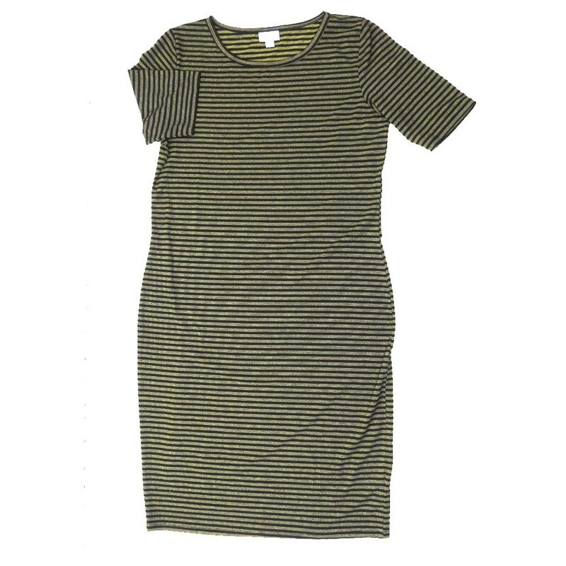 LuLaRoe JULIA e Large (L) Stripes Green Form Fitting Knee Length Dress fits Womens sizes 16/18  E-LARGE-259