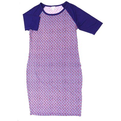 LuLaRoe JULIA e Large (L) Polka Dot Geometric Form Fitting Knee Length Dress fits Womens sizes 16/18 E-LARGE-266