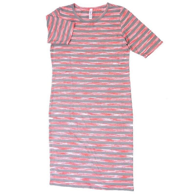 LuLaRoe JULIA e Large (L) Solid Ribbed Stripes Form Fitting Knee Length Dress fits Womens sizes 16/18  E-LARGE-271
