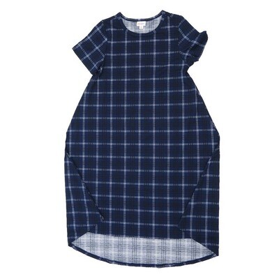 LuLaRoe CARLY b X-Small (XS) Stripe Plaid Swing Dress fits womens sizes 2-4 B-XS-214 Retail $55
