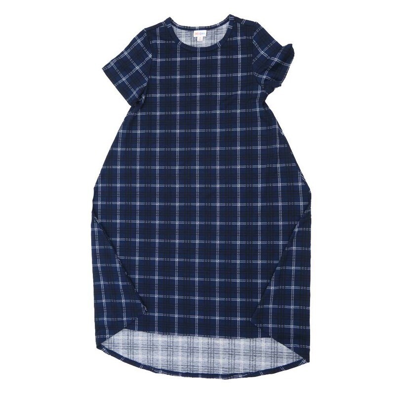 LuLaRoe CARLY b X-Small (XS) Stripe Plaid Swing Dress fits womens sizes 2-4  B-XS-214  Retail $55
