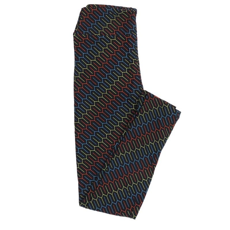 LuLaRoe Tween TW Geometric Stripes Blue Black  Blue Red Green Purple Leggings fits Adult Women sizes 00-0  3403-ZG-6.jpg
