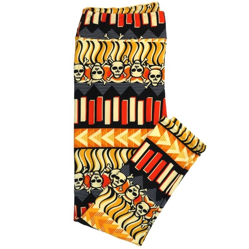 LuLaRoe TC2 TCTWO Halloween Skulls Bones Stripes Chevrons Leggings fits Adult Women sizes 18-26  9094-P.jpg