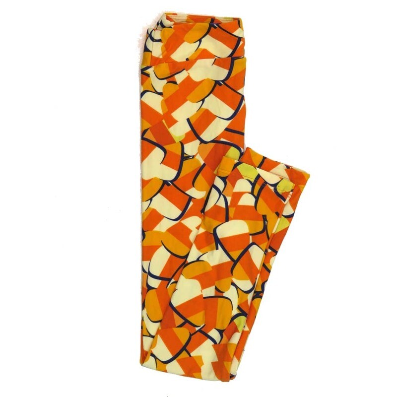LuLaRoe Kids Large/XL LXL Halloween Candy Corn Blue Black Yellow Orange Leggings fits Kids sizes 6-12  2293-ZA.jpg