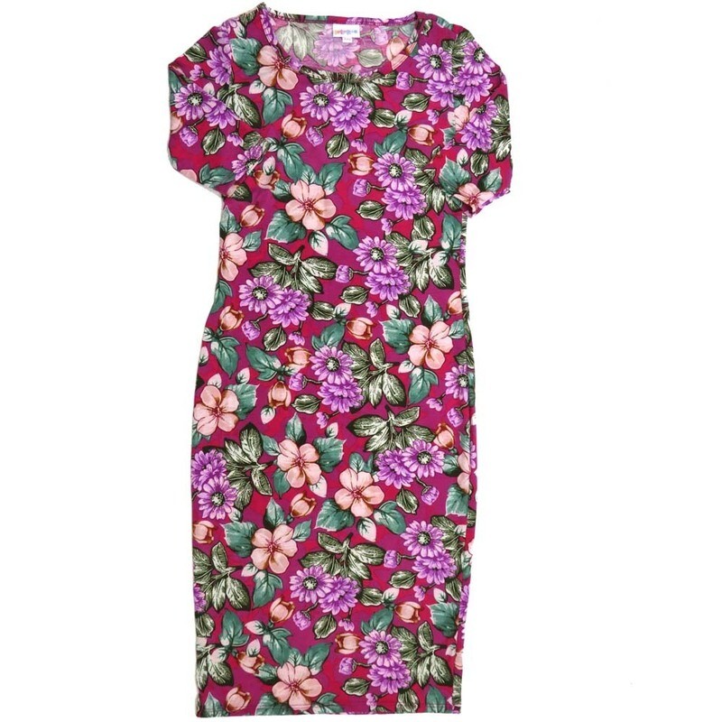 LuLaRoe JULIA a XX-Small (XXS) Daisies Magenta Blue White Geeen Red Form fitting Knee Length Dress fits Womens sizes 00-0  XXS-229