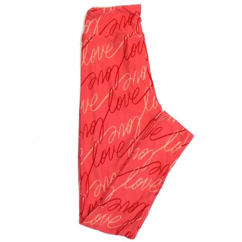 LuLaRoe Tween TW Valentines Hearts Cursive Love Leggings fits Adult Women sizes 00-0  3403-Q.jpg