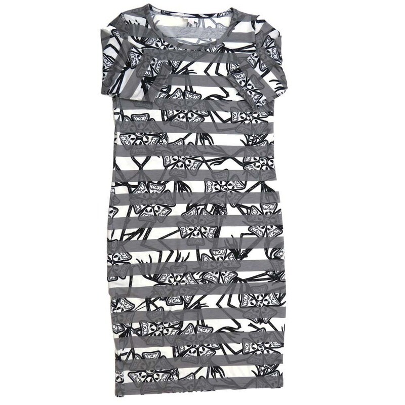LuLaRoe JULIA d Medium (M) Disney Oogie Boogie Nightmare Before Christmas Black White Gray Form fitting Knee Length Dress fits Womens sizes 8-10 MED-211 LuLaRoe JULIA d Medium (M) Disney Oogie Boogie Nightmare Before Christmas Black White Gray Form fitting Knee Length Dress fits Womens sizes 8-10 MED-211