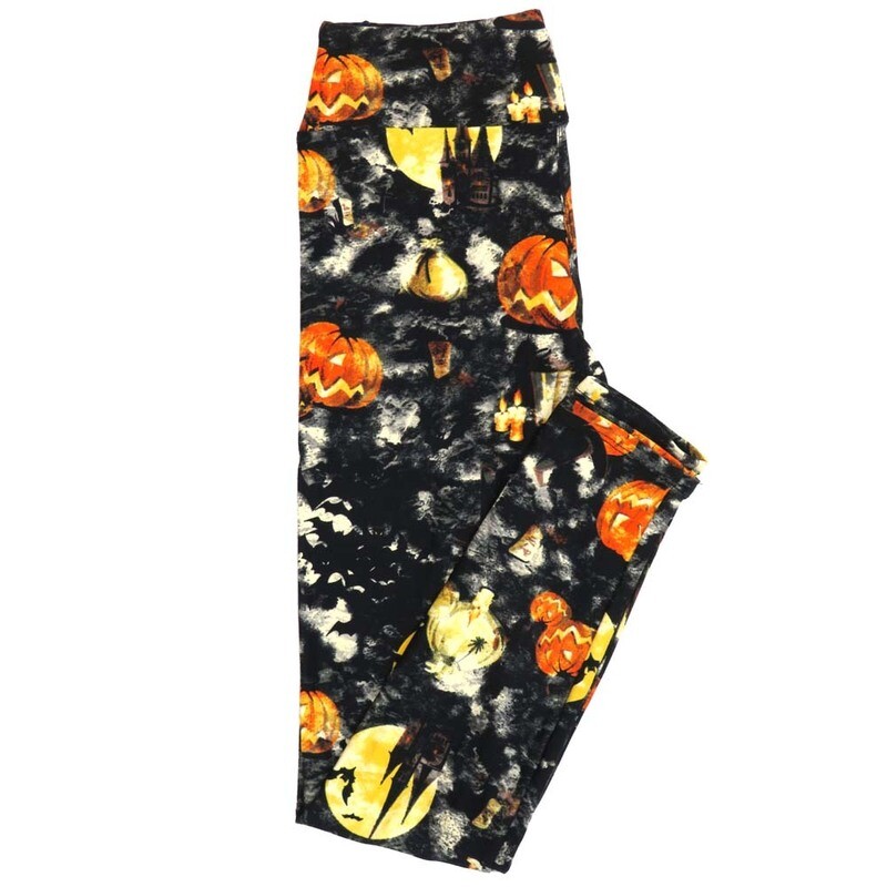 LuLaRoe Tween TW Halloween Pumpkins Jack O Lanterns Haunted Houses Bats Leggings fits Adult Women sizes 00-0  3403-A.jpg