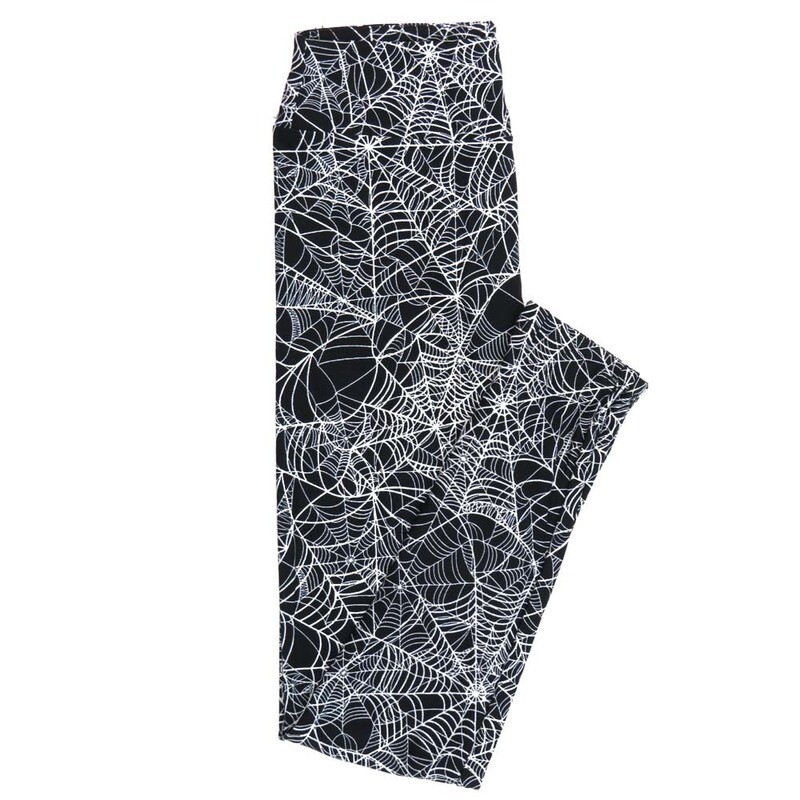 LuLaRoe Tween TW Halloween Spider Webs Blue Black  White Leggings fits Adult Women sizes 00-0  3403-C.jpg