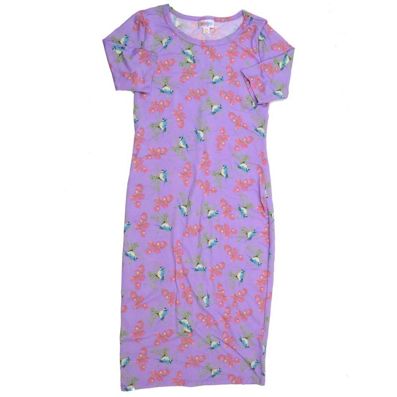 LuLaRoe JULIA a XX-Small (XXS) Birds Floral Blue Green Teal Form fitting Knee Length Dress fits Womens sizes 00-0  XXS-228