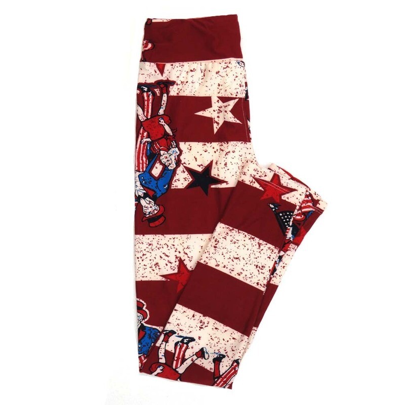 LuLaRoe Tween TW USA Americana Stars &amp; Stripes Uncle Sam Red Blue White Leggings fits Adult Women sizes 00-0  3403-X.jpg
