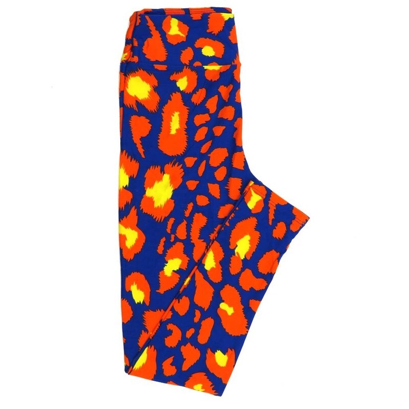 LuLaRoe One Size OS Leopard Skin Print Blue Yellow Green Leggings fits Adult Women sizes 2-10  4474-D5